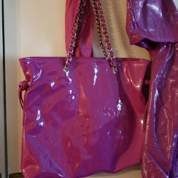 3 PC Set Purple Fuchsia Purse, Jacket w / zip Hood - Picture 4 of 4